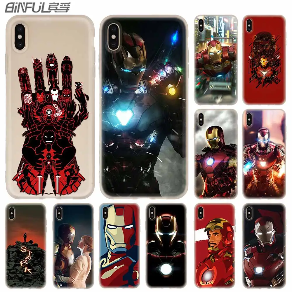 

Cases Silicone soft Cover for iPhone 11 Pro X XS Max XR 6 6S 7 8 Plus 5 4S SE Superhero Iron Man