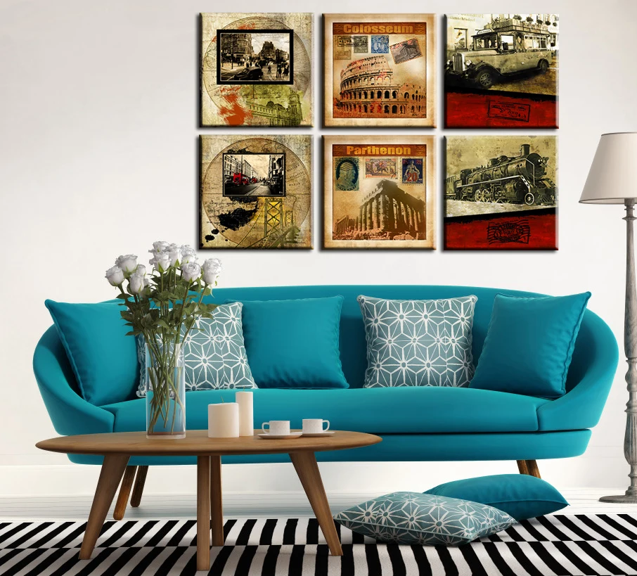 6pcs HD Canvas painting 6 pieces/set Modern colosseum-parthen Antique train car on- wall pictures kids room wall decor No Frame 6pcs HD Canvas painting 6 pieces/set Modern colosseum-parthen Antique train car on- wall pictures kids room wall decor No Frame