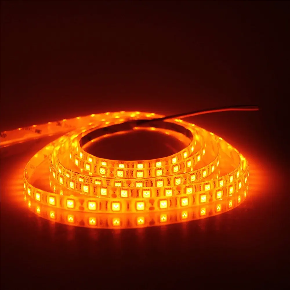 

Mokungit 16.4ft 5050 SMD Orange color LED Flexible Strip Light lamp 5M 300 LEDs IP30 IP65 12VDC for home hotels clubs