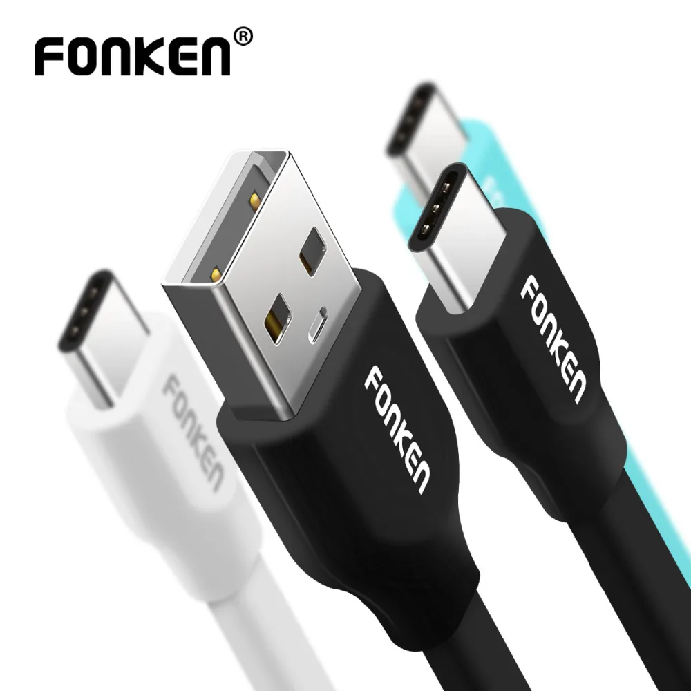 FONKEN الشعرية USB نوع C كابل نوع-C كابل شحن 2128AWG 3A سريعة شاحن USB C الحبل المحمولة الملونة المحمول كابلات الهاتف