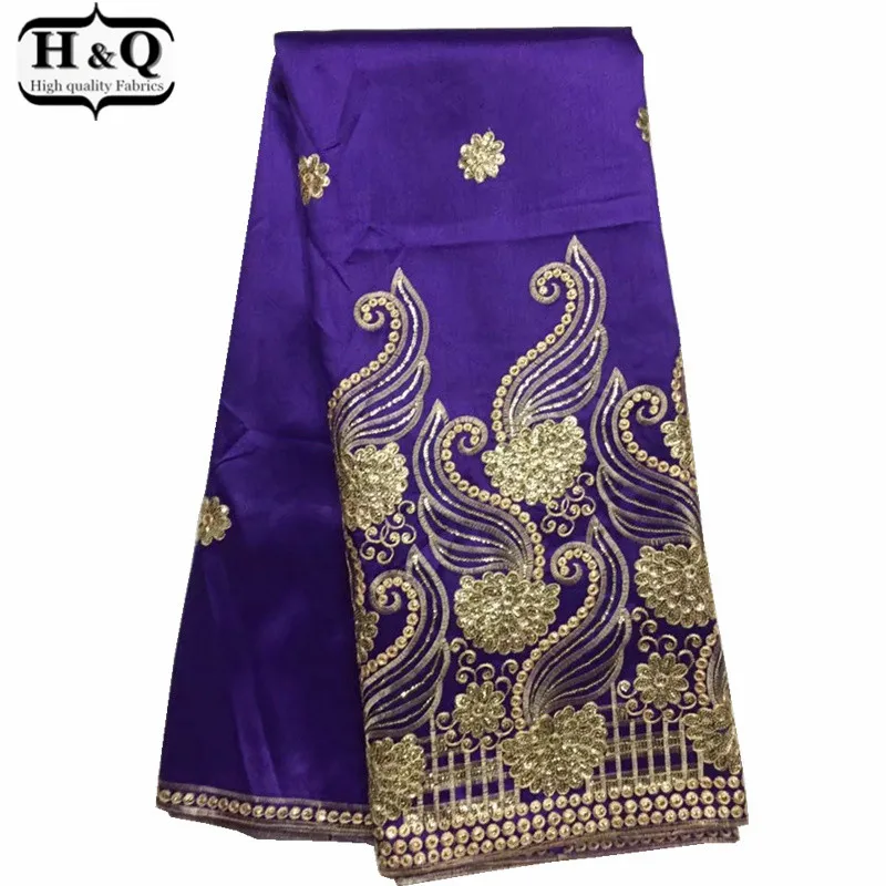 

2018 Style George Wrapper In African Clothing Fabric 5 Yards George Satin Lace Fabric With Sequins For African Party Clothing