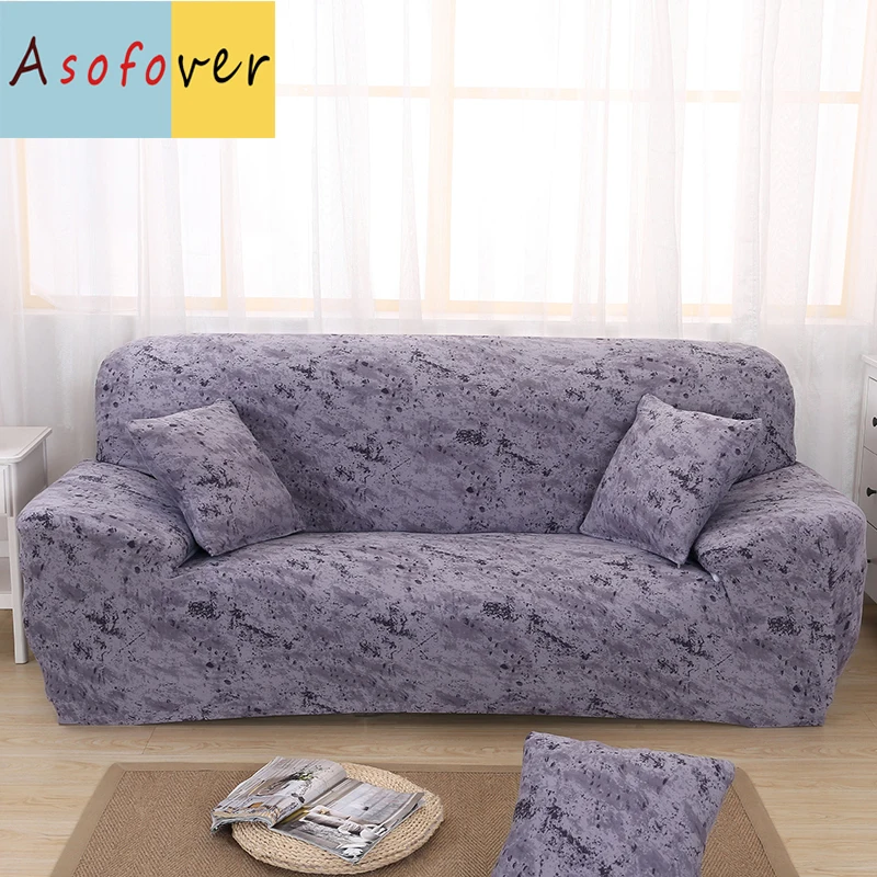 Asofover Pure Color Grey Sofa Cover Elastic Sofa Slipcover Stretch