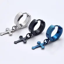 Крест болтающиеся ушные клипсы для мужчин, стальной сплав с титаном серьги гвоздики 5 цветов 50 шт./лот