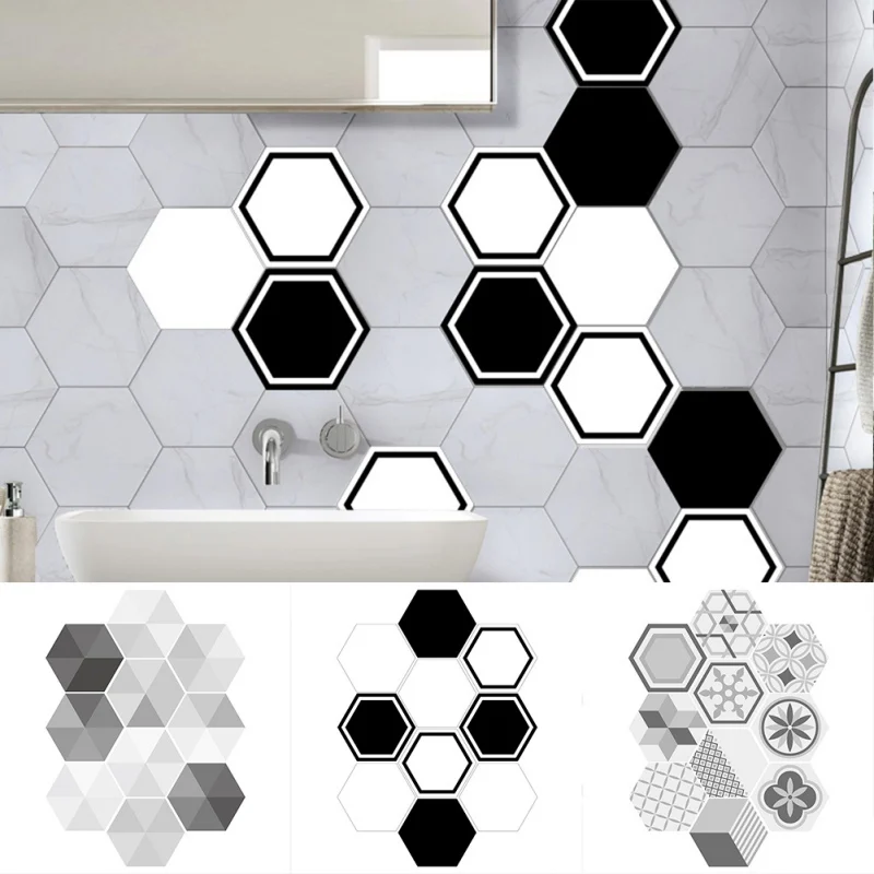 10pcs Lot Geometric Hexagonal Tile Sticker Waterproof Backsplash 10pcs Lot Geometric Hexagonal Tile Sticker Waterproof Backsplash Easy To Remove Non Slip Wall For Kitchen Bat Home