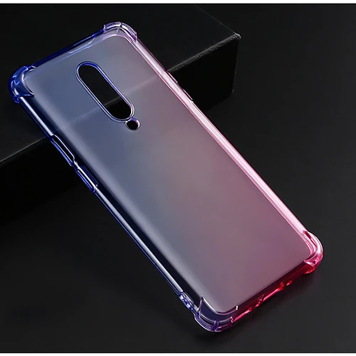 Чехол для oneplus 7, прозрачный, милый, градиентный, тонкий, TPU, чехол для телефона, усиленные углы, противоударный, защитный чехол для oneplus 7 pro - Цвет: Blue Pink