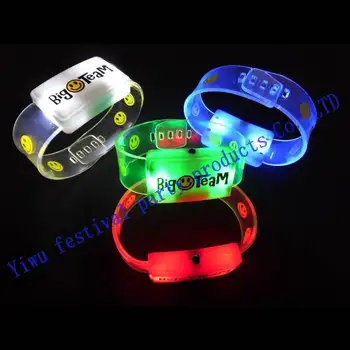 

led glow party Happy Flashing Bracelet Design Plastic Party LED Light Stick Red / Green / Blue /yellow , customized logo