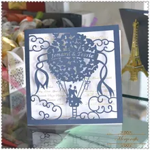 На заказ лазерная резка сердце оптом Пригласительные открытки на свадьбу складные квадратные свадебные пригласительные открытки