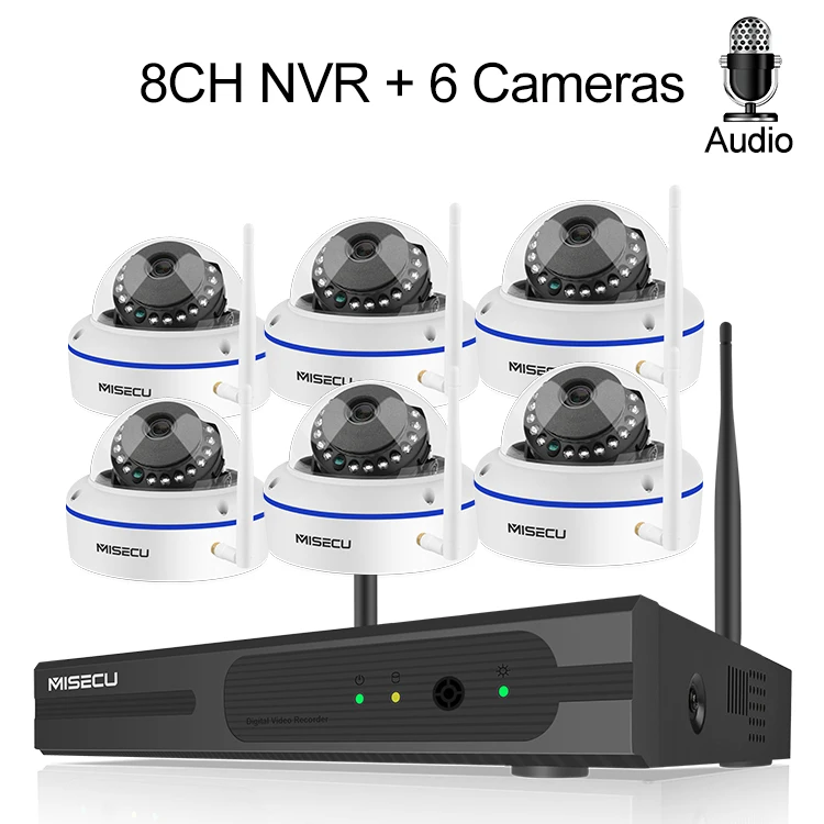 MISECU 8CH 1080P HD Беспроводная NVR система с 2.0MP Крытый антивандальный Wifi камера Аудио запись ИК ночного видения комплект наблюдения - Цвет: 1 NVR AND 6 CAMS