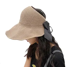 Для женщин Солома складной пляжный путешествия Повседневное Пустой Топ дышащая солнцезащитная Кепка Для женщин Летняя модная Красивая повязка