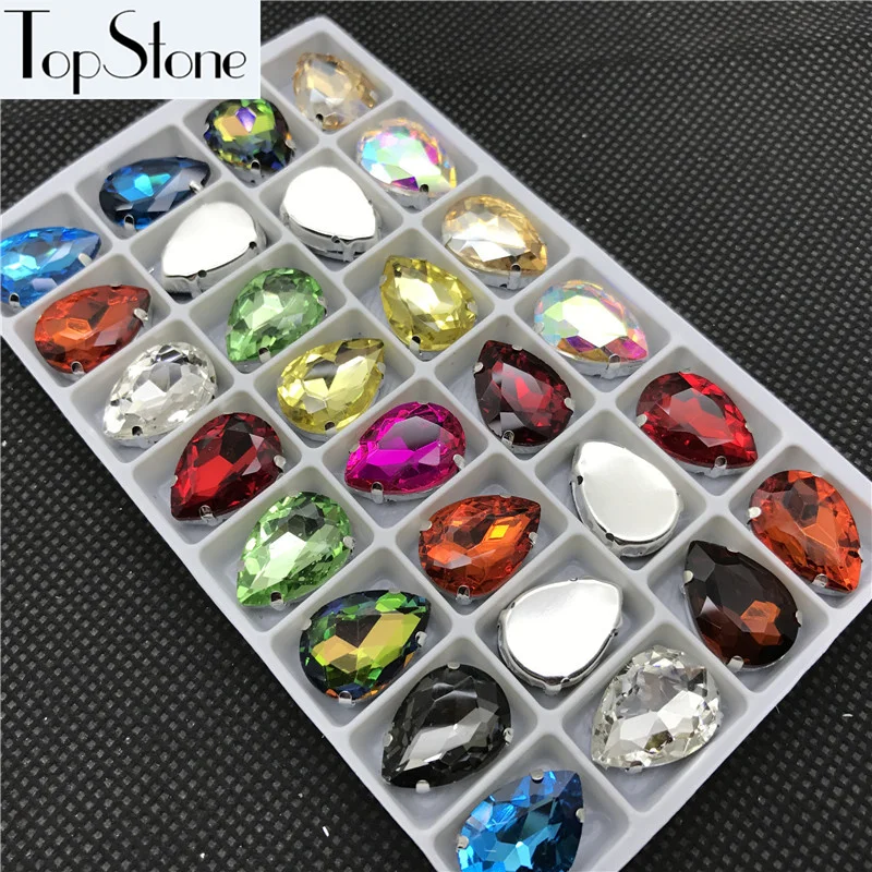 

Mix Colors Teardrop Fancy Stone With Metal Claw Setting 10x14,13x18,18x25,20x30,30x40mm Droplet Sewing Glass Crystals