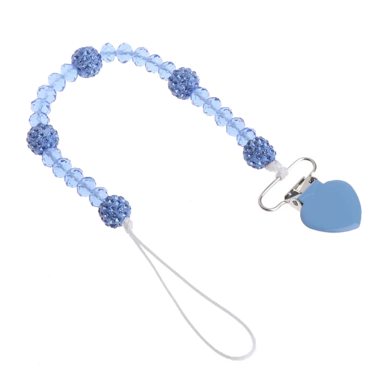Lovely Crystal Hand Made Pacifier Clips Soother Chain Dummy Soother Nipple Leash Strap Baby Love