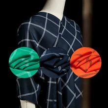 Печатная клетчатая блестящая смесь из шелка, хлопковая ткань, хороший блеск, шитье для рубашки, блузки, юбки, платья, ремесло по двору