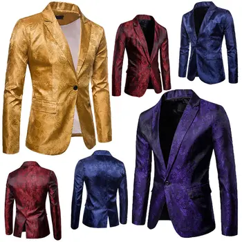

Stylish Men's Casual Slim Fit Formal One Button Suit Blazer Coat Jacket Tops