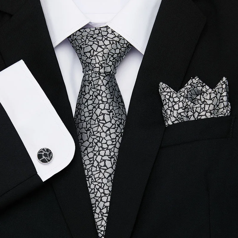 

New Wedding Men Tie Grey Geometric Fashion Designer Ties For Men Business 8cm Dropshiiping Vangise Groom Tie Kravat