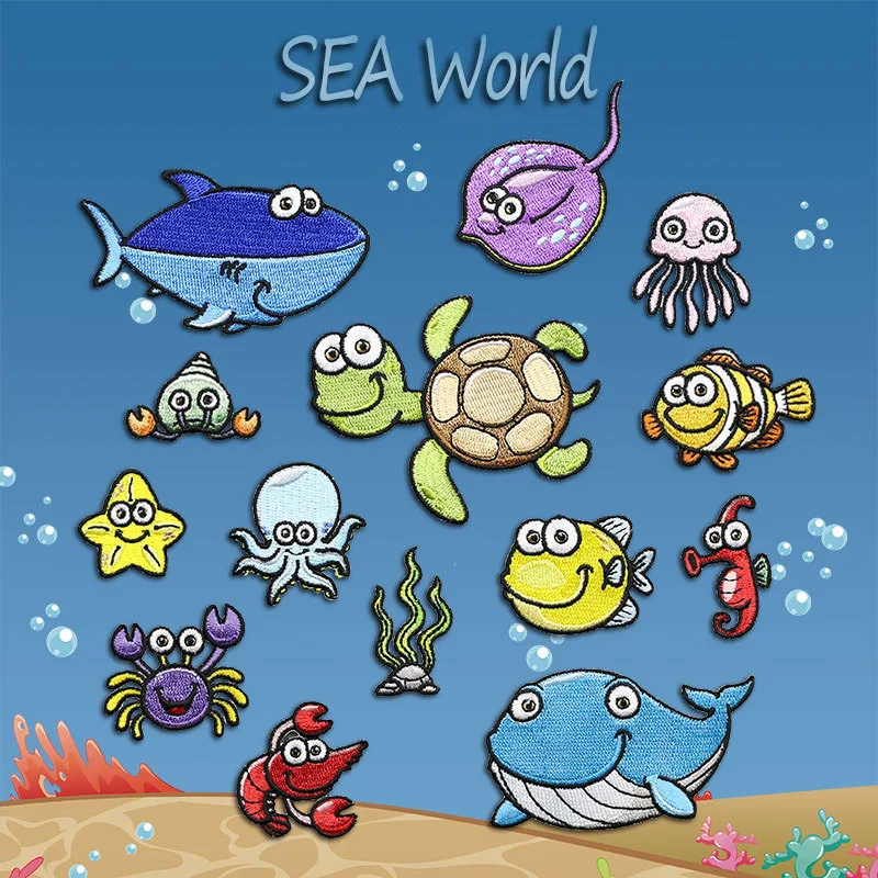 AHYONNIEX бренд клоун Рыба ракушка Акула черепаха утюжок на патчи для одежды DIY