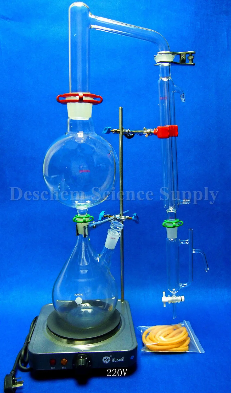 

Essential Oil Steam Distillation Apparatus,Lab Distillation Kit,W/Simple Stands,Liebig Condenser