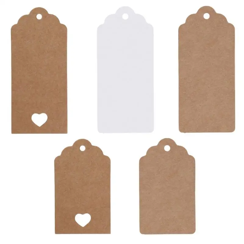 

50Pcs Kraft Paper Labels Vintage Tags Scallop Luggage Wedding Decoration For table luggage tags Blank Christmas Decorations