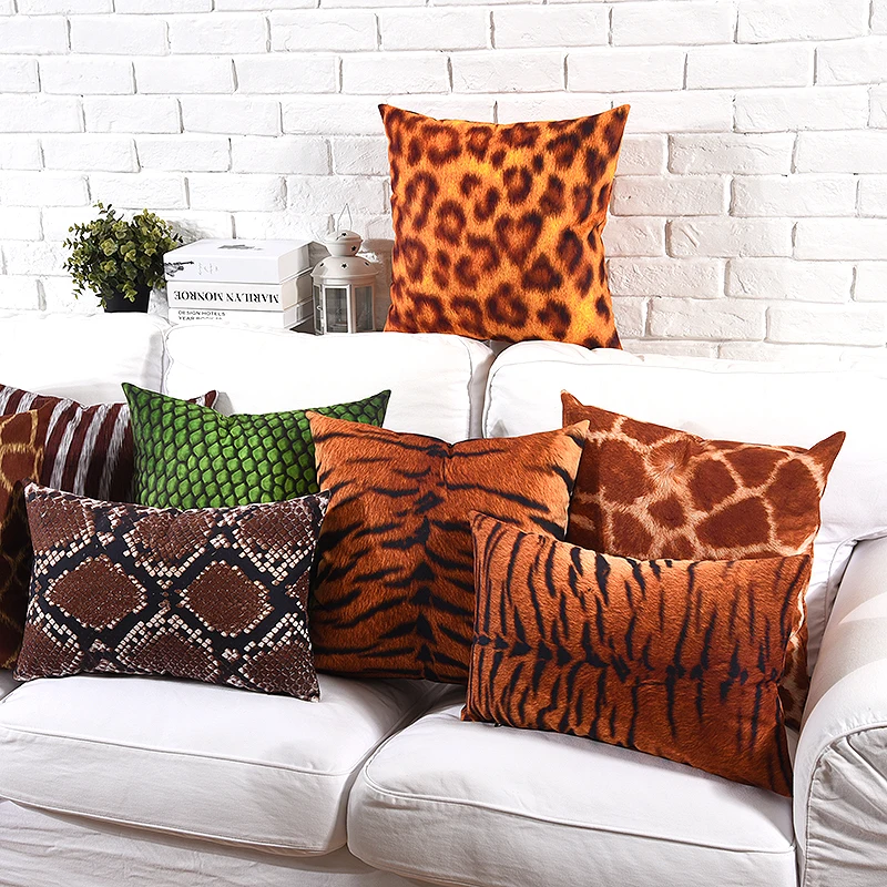 Nordic Animal Leopard Cushion Cover 3D Effect Wild World Animals
