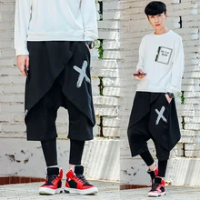 M-2XL! Поддельные брюки из двух частей; японские уличные хип-хоп; трендовые осенне-зимние модели; DJ; для ночного клуба; леггинсы; юбка; брюки