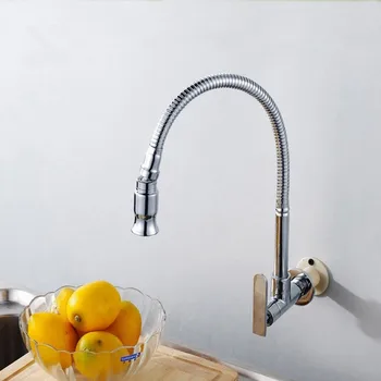 

Free Shipping Chrome Single Handle Kitchen Faucet Cold Water Faucet Brass Kitchen Taps Kitchen Wall Faucet