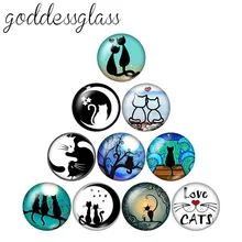 Модные красивые Мультяшные коты 10 шт 12 мм/18 мм/20 мм/25 мм круглые фото стеклянные кабошон демонстрационные с плоской задней частью