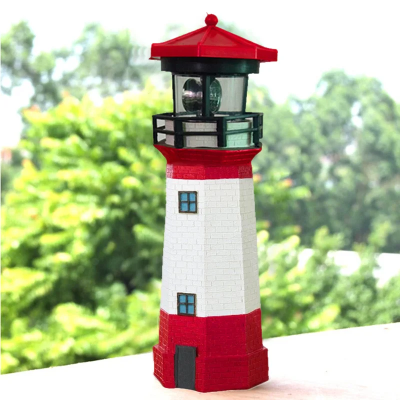 

New Hot Solar Powered Lighthouse with Rotating Lamp Bulb Garden Ornament Patio Light