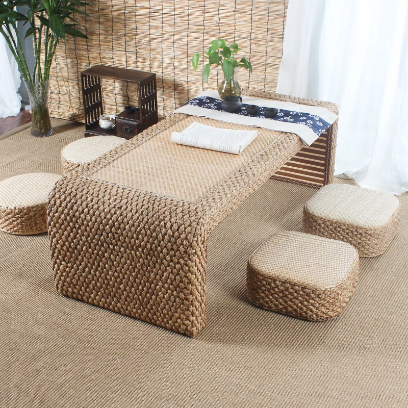 Японский пол татами ручной работы, журнальные столики из ротанга, плетеная чайная мебель для дома, гостиной, оконный стол, Крытый японский шахматный стол