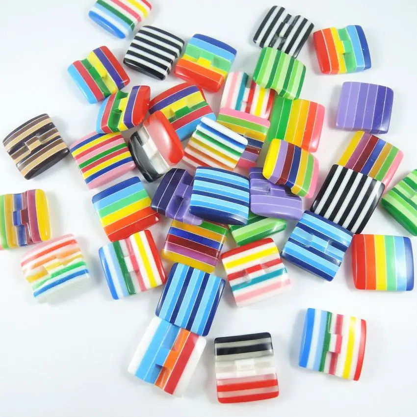 

20pcs 18*18*5mm Mix Color Square resin Shirt Buttons stripe Buttons Garment Sewing Tools Decorative Button Accessories DIY craft