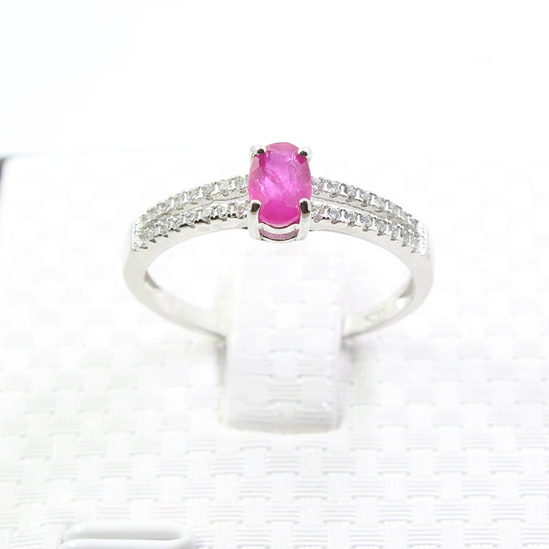 Классическое серебряное кольцо с рубином для свадьбы 0,4 ct 4 мм* 6 мм натуральный рубин серебряное кольцо твердое 925 Серебряное кольцо с рубином