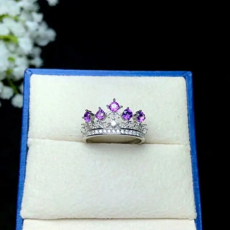 Shilovem 925 серебро пьезоэлектрический кольцо с аметистом ювелирные украшения для женщин Мода завод открыть Классический 3*3 мм bj030308agz