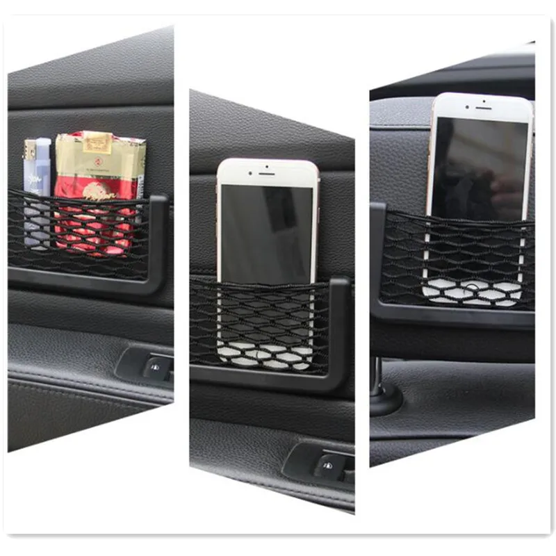 

Car Storage Net Bag Mesh Pocket Organizer Stick-on for hyundai ix35 ix35 mazda honda civic 2006-2011 lada vesta nissan x-trail