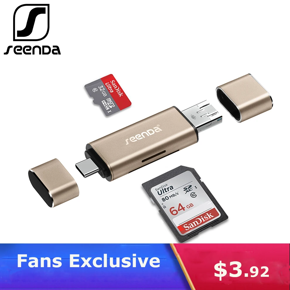 

SeenDa All In 1 USB 3.0 Smart Card Reader High Speed TF Micro SD Card Reader OTG Type C Memory Card Reader Micro USB SD Adapter