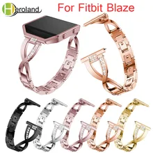 Crystal Metal WatchBand For Fitbit Blaze smart watch band Wrist Strap For Fitbit Blaze bracelet With Rhinestone Stainless Steel v moro genuine leather watch band for fitbit blaze replacement band metal frame wrist strap for fitbit blaze