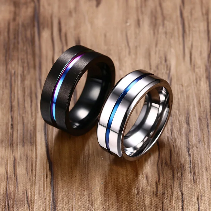 8 мм черное титановое кольцо для мужчин и женщин обручальные кольца модные кольца с радугой ювелирные изделия размер США