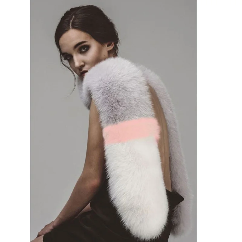 

Women's Men's Extra Large Faux Fox Raccoon Fur Scarf Large Neck Warm Cape Faux Fox Fur Collar Scarf Warp Winter Warm Shawls