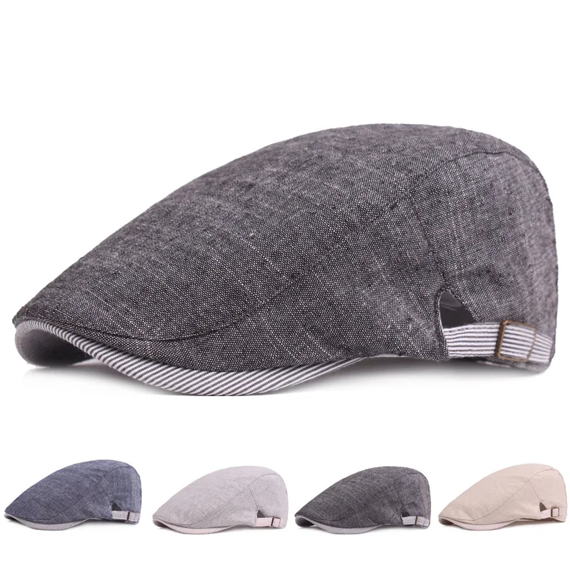 

Vintage Telescopic Adjustable Stripe Unisex Berets Painter Artist Gentleman Cap Men Breathable Temperament Model Hats Women BL16