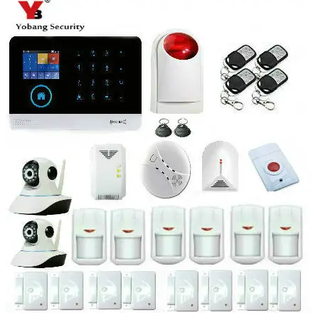 

Yobang Security WIFI GSM Alarm System Touch keypad App Control RFID Home Burglar Alarm System Video IP Camera Smoke Fire Alarm