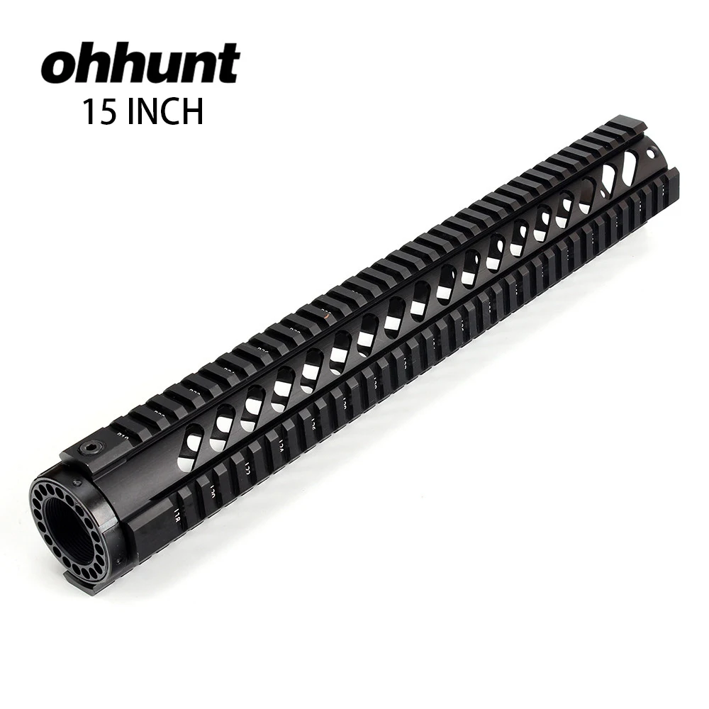 

Tactical ohhunt T-Series 15 Inch Free Float Quad Picatinny Rail Handguard Installs On Standard Carbine Length AR15 M16 Rifles