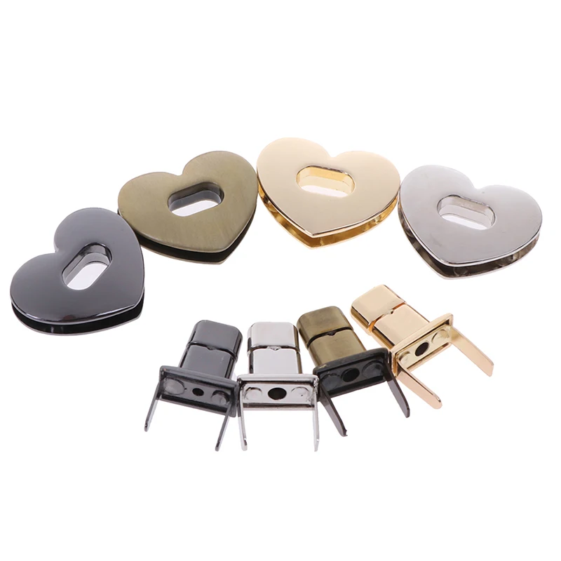 

1Set Heart Shape Clasp Metal Hardware For DIY Handbag Bag Turn Lock Twist Lock Bag Accessories