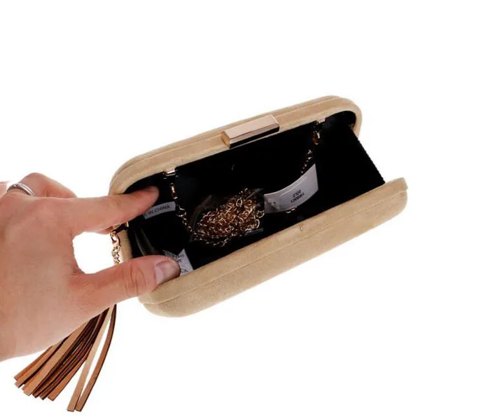 Женские вечерние сумки женская коробка клатч высокое качество искусственный замшевый кошелек женские клатчи кисточкой Свадебная сумка