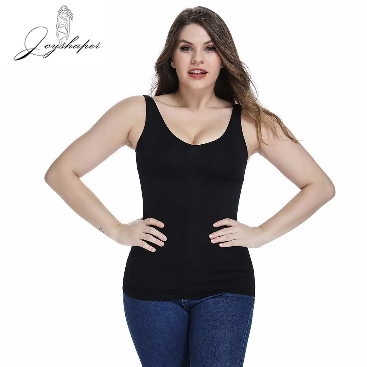 

High Elasticity Breathable Nylon Tops Women's Cami Shaper Tummy Control Bust Padded Chest Pull Up Seamless Compression Tank Top