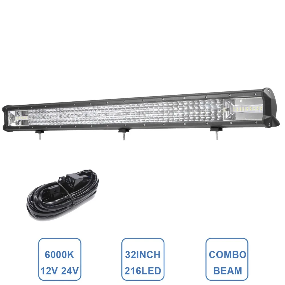 

32 INCH OFFROAD LED WORK LIGHT BAR 216W COMBO CAR SUV TRUCK TRAILER WAGON PICKUP ATV AWD 4X4 4WD 12V 24V AUXILIARY DRIVING LAMP