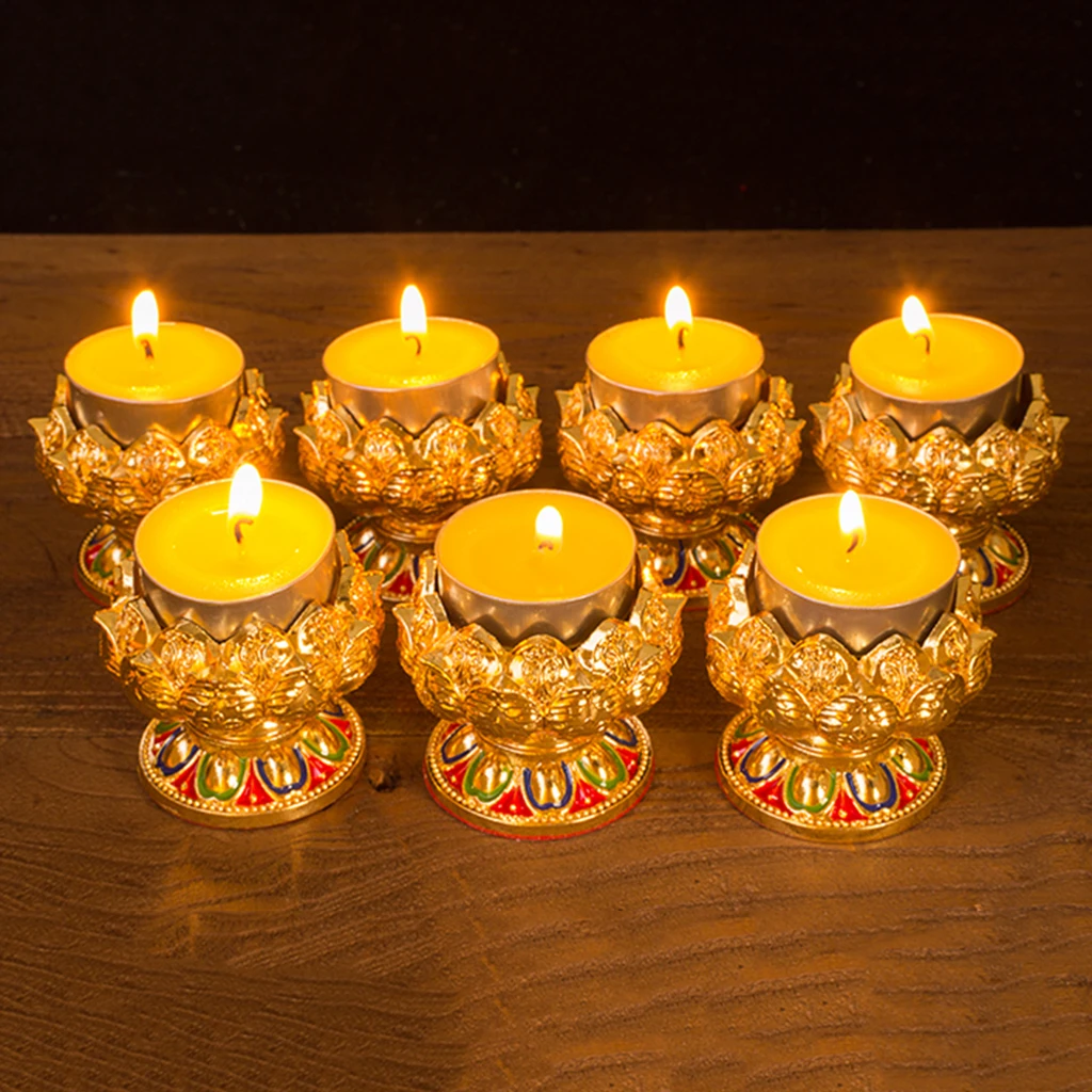 45/76mm Height Buddha Lotus Butter Candle Lamp Holder Base Burner for Home Praying Safe/ Fortune/ Luck