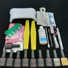 Маникюрные инструменты для дизайна ногтей 12 Вт набор УФ-ламп Выберите 8 цветов 8 мл базовое верхнее покрытие замачивайте Гель-лак для ногтей с удалителем Тренировочный Набор NT06