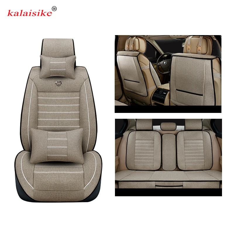 Kalaisike Linen Universal Car Seat covers for Skoda all models octavia fabia rapid superb kodiaq yeti car styling accessories car seat air conditioner outlet vent cover grille sticker for skoda octavia a7 kodiaq yeti 2015 2016 2017 car styling 2pcs set