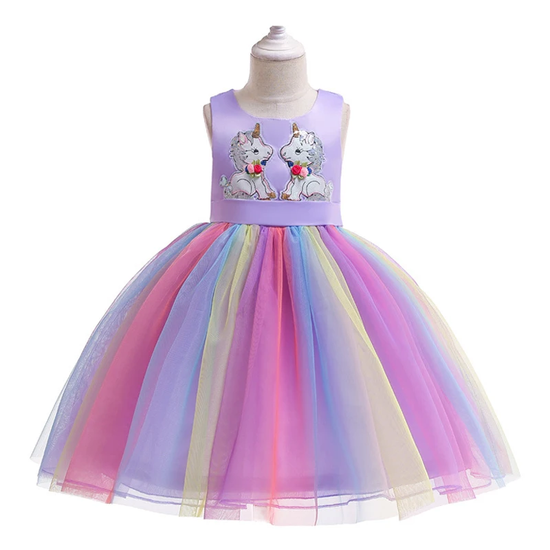 

2019 Princess Party dress Unicorn Party Girls Dress Elegant Costume Wedding Dresses For Girls Vestidos fantasia infantil