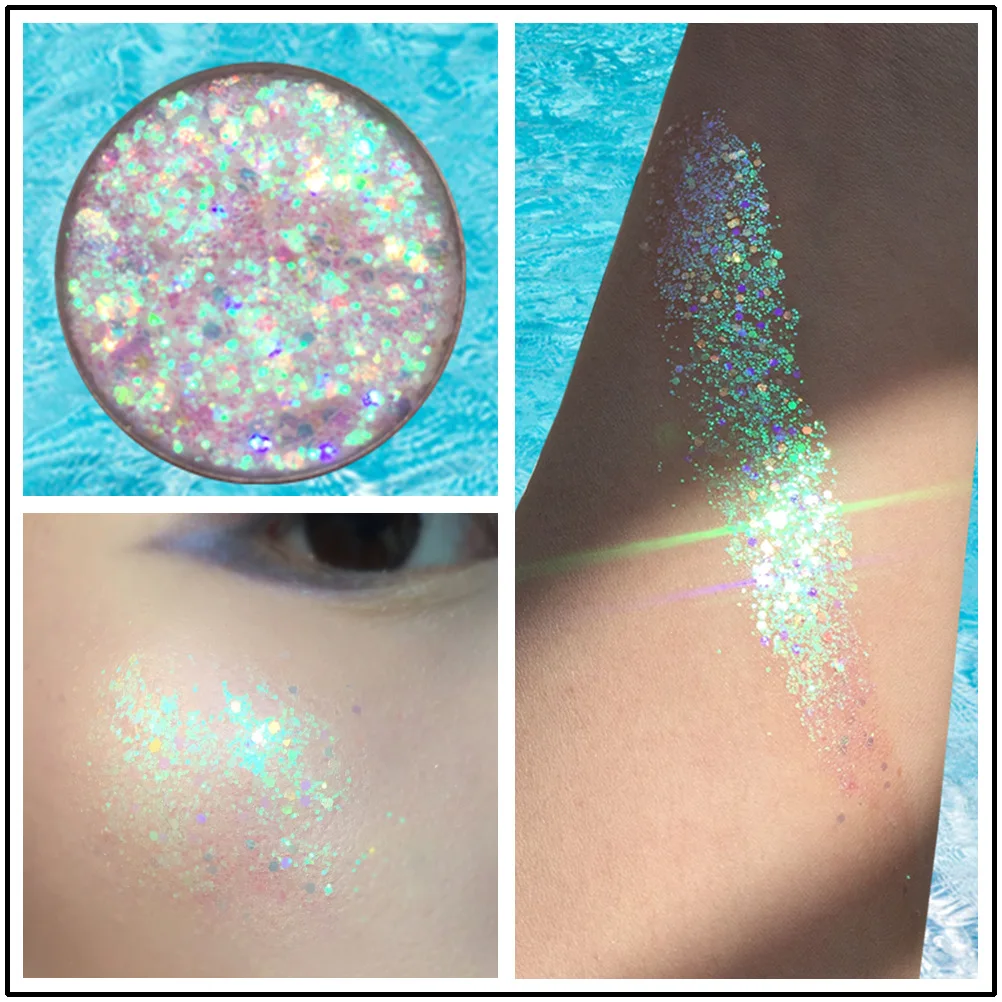 

Mermaid Cream Highlighter Brighten Makeup Glitter Face Glow Shimmer Liquid Maquiagem Eye Pigmento Para Os Olhos Sequin