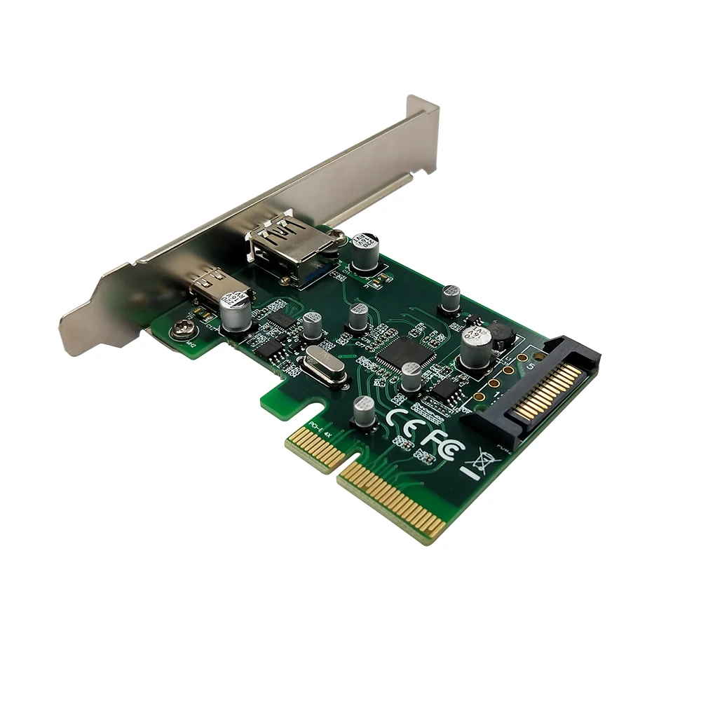 

PCI-E to USB3.1(Type A + Type C)PCI Express Expansion Card USB3.1 Hub Controller Adapter 10Gbps Internal 15Pin Power Connector