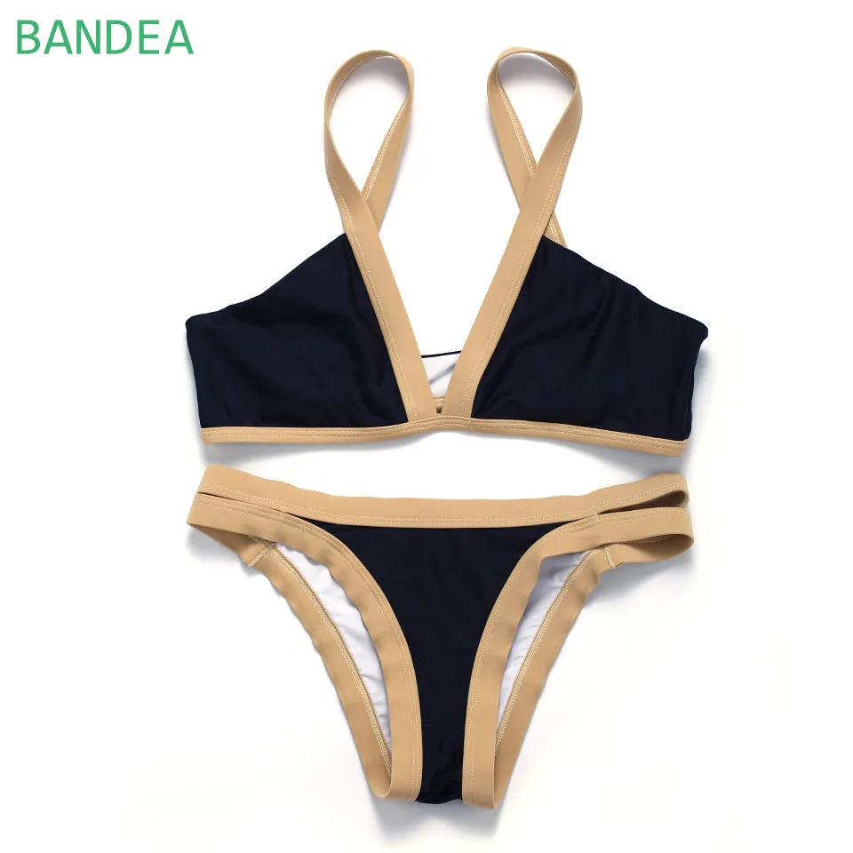 

BANDEA Bikini Set Sexy Women Swimwear Bandage Swimsuit Contrast Patchwork Bathing Suit Padded Swim maillot  NF002