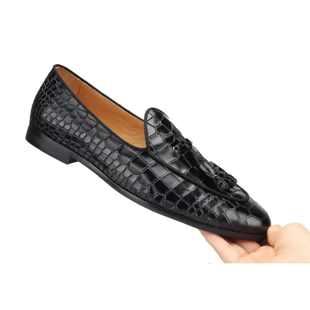 black CROCODILE LOAFERS WITH TASSELS (13)